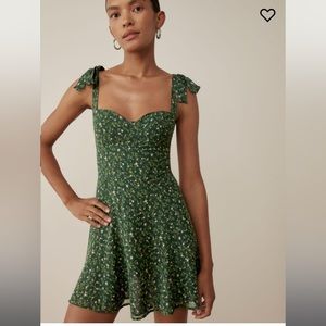 Reformation Green Floral Dress